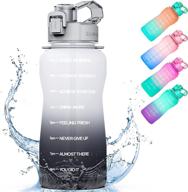 💧 64oz motivational water bottle with time marker & straw - koeka multifunctional leak-proof bpa free fitness sports water jug with handle for gym, fitness, and outdoor activities (white+gray) логотип