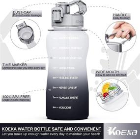 img 3 attached to 💧 64oz Motivational Water Bottle with Time Marker & Straw - Koeka Multifunctional Leak-proof BPA Free Fitness Sports Water Jug with Handle for Gym, Fitness, and Outdoor Activities (White+Gray)