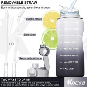 img 2 attached to 💧 64oz Motivational Water Bottle with Time Marker & Straw - Koeka Multifunctional Leak-proof BPA Free Fitness Sports Water Jug with Handle for Gym, Fitness, and Outdoor Activities (White+Gray)