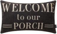 rustic look black welcome to our porch decorative throw pillow cover - 20x12 inch rectangular cushion case, trendin pl347tr logo