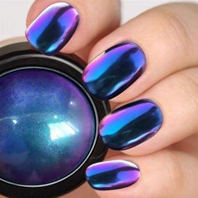 img 4 attached to 💅 Пудра для ногтей PrettyDiva Chameleon Chrome - индиго переливающийся зеркальный пигмент для волшебных королевских ногтей.