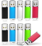 topesel 10-pack 8gb usb 2.0 flash drive memory stick thumb drives - 5 assorted colors: black, blue, green, red, silver логотип