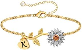 img 4 attached to Anoup Sunflower Initial Bracelets: Stylish Jewelry for Girls