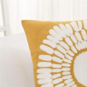 img 2 attached to 🌻 Yellow Decorative Throw Pillow Covers 18x18 Inch - HWY 50 | Couch Bedroom Indoor Bed | Embroidered Square Cushion Cover | Farmhouse Accent with Modern Big Sunflower Pattern | Single Piece