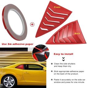 img 1 attached to Danti For 2010-2015 Camaro LS LT RS SS GTS Quarter Side Window Scoop Louvers ABS Window Cover Vent Lambo Style Red (2Pcs)