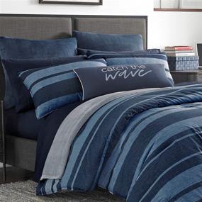 img 1 attached to 🛏️ Nautica Longpoint Collection: Queen Size Striped Comforter Set, 100% Cotton Cozy & Soft, Durable & Breathable Bedding in Blue - Matching Shams Included (3-Piece)