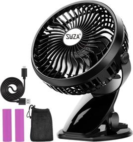 img 4 attached to 👶 SWZA Stroller Fan Clip on Fan - Rechargeable & Portable for Baby Strollers, Travel & Camping - Powerful Airflow, Low Noise - Includes 2 Batteries & 1 Reusable Mesh Bag