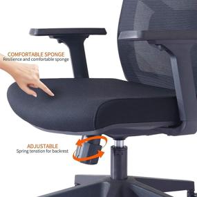 img 2 attached to CINNIC Ergonomic Desk Chair: Mesh Computer Chair with 3D Lumbar Support, Adjustable Headrest, Flip up Arms, and Swivel Executave High Back Design