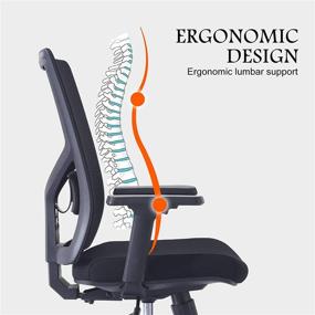 img 3 attached to CINNIC Ergonomic Desk Chair: Mesh Computer Chair with 3D Lumbar Support, Adjustable Headrest, Flip up Arms, and Swivel Executave High Back Design