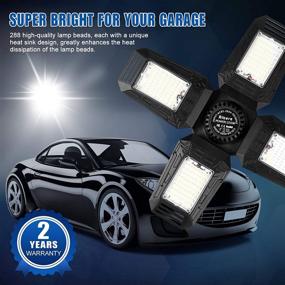 img 2 attached to 💡 Powerful 2-Pack 100W LED Garage Lights for Ultimate Brightness – 6500K Deformable 10000LM Fixture with Adjustable Panels, Perfect for Garage, Basement, Barn!