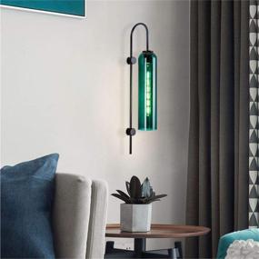 img 1 attached to BOKT Modern Wall Sconces 1-Light Wall Mounted Light Mid Century Modern Wall Decor Stylish Lighting Lamp Long Tube Glass Vanity Light Fixture (Black Dark Green