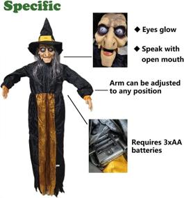 img 3 attached to AISENO 57-inch Animated Talking Witch Halloween Hanging Decoration with Flashing Eyes and Scary Spell Prop - Ideal for Outdoor and Indoor Halloween Haunted House Décor