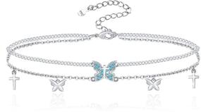 img 4 attached to 🦋 Butterfly Anklet for Women - 925 Sterling Silver Layered Cross Ankle Bracelet - Adjustable Foot Anklets Jewelry - Ideal Gifts for Women, Wife, Girls - Attractto Collection