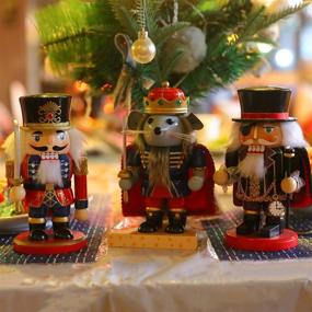 img 3 attached to 🎄 Colorful Collection of Handmade Christmas Nutcrackers: FUNPENY 3-Piece Set, Featuring 7-Inch Mouse King, Soldier, and Pirate Figurines for Festive Desktop Decor