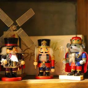 img 2 attached to 🎄 Colorful Collection of Handmade Christmas Nutcrackers: FUNPENY 3-Piece Set, Featuring 7-Inch Mouse King, Soldier, and Pirate Figurines for Festive Desktop Decor