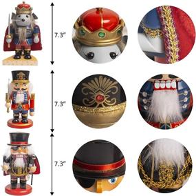img 1 attached to 🎄 Colorful Collection of Handmade Christmas Nutcrackers: FUNPENY 3-Piece Set, Featuring 7-Inch Mouse King, Soldier, and Pirate Figurines for Festive Desktop Decor