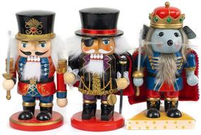 img 4 attached to 🎄 Colorful Collection of Handmade Christmas Nutcrackers: FUNPENY 3-Piece Set, Featuring 7-Inch Mouse King, Soldier, and Pirate Figurines for Festive Desktop Decor