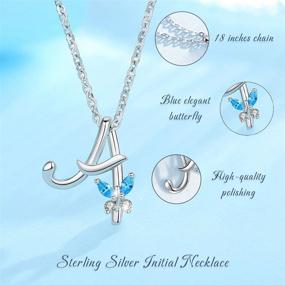 img 2 attached to 🦋 EUDORA Sterling Silver Butterfly Initial Necklaces for Women - Personalized Letter Necklace, Elegant Gift for Mother, Girls, Sister, Daughter - 18 inch Chain