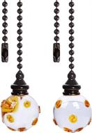 🔮 amber crystal ball pendant pull chain fan pulls - decorative glass ornaments - 12 inches - ceiling fan or light lamp extension - 2 pack (copper pull chain) логотип