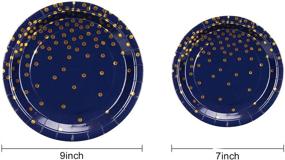 img 3 attached to Memoviva Deluxe Blue Paper Plates Set - 100pcs Party Plates, 50 Dinner Plates, 50 Dessert Plates for Graduations, Birthdays, Weddings - Royal Blue & Golden Dot Design