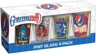 🌹 ideal for deadheads: icup grateful dead poster pint glass (4 pack) - crystal clear glassware logo