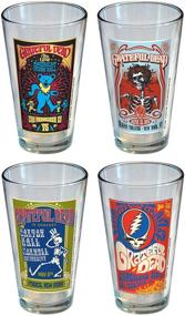 img 1 attached to 🌹 Ideal for Deadheads: ICUP Grateful Dead Poster Pint Glass (4 Pack) - Crystal Clear Glassware