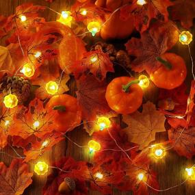 img 4 attached to 🍁 10-Foot Pumpkin Maple Leaf Garland String Lights: Battery Operated Fall Thanksgiving Decorations with 30 LEDs for Indoor Home Fireplace Mantel - Autumn Holiday Lighted Garland