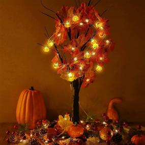 img 2 attached to 🍁 10-Foot Pumpkin Maple Leaf Garland String Lights: Battery Operated Fall Thanksgiving Decorations with 30 LEDs for Indoor Home Fireplace Mantel - Autumn Holiday Lighted Garland