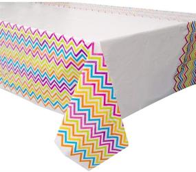 img 3 attached to Rainbow Chevron Plastic Tablecloth 84