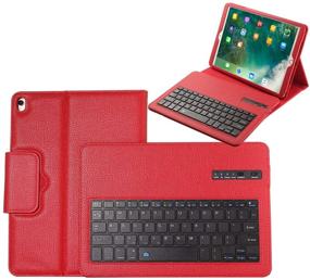 img 4 attached to 🧲 Red Magnetic Detachable Folding PU Wireless Removable Multiple-Angle Leather Folio Keyboard Case for iPad 10.2 (7th Gen) 2019, iPad Air 10.5 (3rd Gen), and iPad Pro 10.5 2017