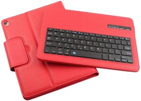 img 2 attached to 🧲 Red Magnetic Detachable Folding PU Wireless Removable Multiple-Angle Leather Folio Keyboard Case for iPad 10.2 (7th Gen) 2019, iPad Air 10.5 (3rd Gen), and iPad Pro 10.5 2017