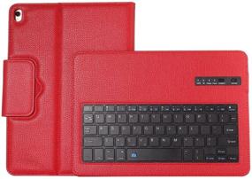 img 3 attached to 🧲 Red Magnetic Detachable Folding PU Wireless Removable Multiple-Angle Leather Folio Keyboard Case for iPad 10.2 (7th Gen) 2019, iPad Air 10.5 (3rd Gen), and iPad Pro 10.5 2017