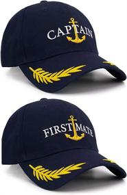 img 3 attached to 🧢 Matching Skipper Boating Baseball Caps - Captain Hat & First Mate, Nautical Navy Marine Sailor Hats