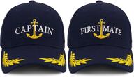 🧢 matching skipper boating baseball caps - captain hat & first mate, nautical navy marine sailor hats logo