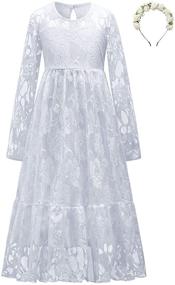 img 4 attached to 👗 Jxstar White Flower Girls Dresses: Elegant Lace Princess Wedding Party Attire with Matching Headband