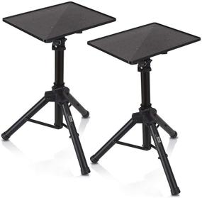 img 4 attached to Laptop Projector Tripod Stand - Set of 2 | Height Adjustable Up to 52 Inches | Computer, Book, and DJ Equipment Holder Mount | 20'' x 16'' Plate Size | Ideal for Stage or Studio Use | Pyle PLPTS4X2