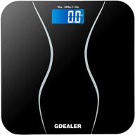 🔢 gdealer bathroom scale - 400lb/180kg body weight scale, elegant black tempered glass, step-on technology, high precision, extra large lighted display logo