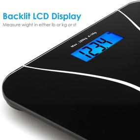 img 1 attached to 🔢 GDEALER Bathroom Scale - 400lb/180kg Body Weight Scale, Elegant Black Tempered Glass, Step-On Technology, High Precision, Extra Large Lighted Display