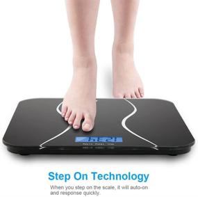 img 2 attached to 🔢 GDEALER Bathroom Scale - 400lb/180kg Body Weight Scale, Elegant Black Tempered Glass, Step-On Technology, High Precision, Extra Large Lighted Display