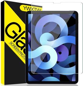 img 4 attached to 📱 Tempered Glass Screen Protector for iPad Air 4 10.9 Inch - [Anti-Scratch] [9H Hardness] [HD Transparent] [Bubble-Free] - Compatible with Face ID & Apple Pencil - iPad Air 4th Gen 2020