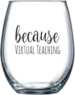 🍷 virtual teaching wine glass - funny stemless 15 oz glass: teacher appreciation & birthday gift for him or her - present for professor or teaching assistant during online learning логотип