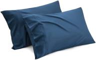 🌿 navy blue cooling bamboo pillowcases for kids - set of 2 standard size, 20x26 inches - cool and breathable bedding with envelope closure - bedsure pillow case 2 pack logo