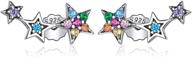 elevate your style with qings 925 sterling silver stars earrings: sparkling cubic zirconia climbers for women and girls - hypoallergenic and gift boxed logo