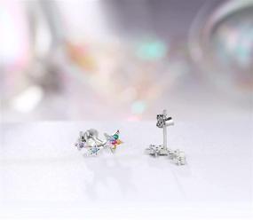 img 1 attached to Elevate Your Style with Qings 925 Sterling Silver Stars Earrings: Sparkling Cubic Zirconia Climbers for Women and Girls - Hypoallergenic and Gift Boxed