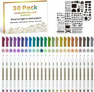 🎨 vibrant 30 pack metallic marker pens by lineon: fine tip paint pens & stencils for diy craft, rock art, card making, and more! logo