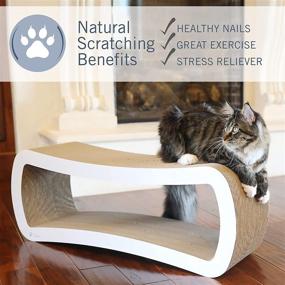 img 3 attached to 🐱 PetFusion Jumbo Cat Scratcher Lounge, White - 39 x 11 x 14 inch (LWH), 4 Cardboard Scratching Surfaces & 2 Levels - Scratch, Play, Perch, & Hide - 100% Recyclable Cardboard Cat Lounge with 1 Year Warranty
