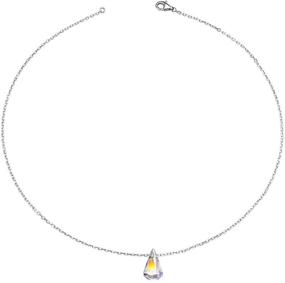 img 3 attached to Savlano 14K White Gold Plated Aurora Borealis Necklace: Stunning Drop-Cut Pendant Chain for Women & Girls