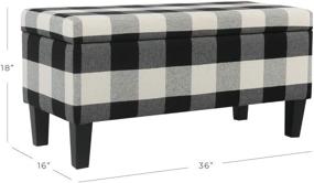 img 3 attached to 🪑 Large Black Buffalo Plaid Hinged Lid Upholstered Rectangular Storage Ottoman Bench by HomePop