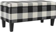 🪑 large black buffalo plaid hinged lid upholstered rectangular storage ottoman bench by homepop logo