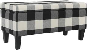 img 4 attached to 🪑 Large Black Buffalo Plaid Hinged Lid Upholstered Rectangular Storage Ottoman Bench by HomePop